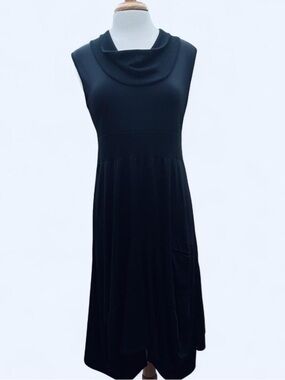 Sleeveless Asymmetrical Black Cowl Neck Dress